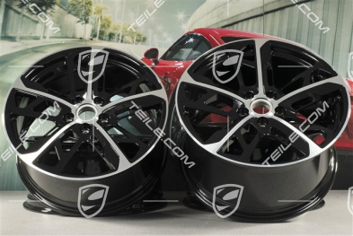 21" Wheel rim set Cross Turismo Design, 9,5J x 21 ET60 + 11,5J x 21 ET66, black high gloss + glossy Surface