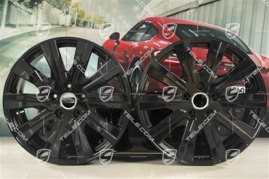 20" komplet felg Taycan Tequipment Design, 9J x 20 ET54 + 11J x 20 ET60, czarny wysoki połysk