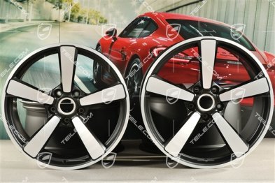 20+21-inch wheel rim set Turbo Exclusive Design, rims: front 9,5J x 20 ET44 + hinten 12J x 21 ET70 in black satin-mat