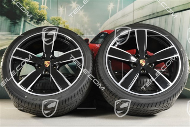 22-inch Cayenne Coupé Summer wheel set Sport Classic, wheel rims 10J x 22 ET48 + 11,5J x 22 ET52 + Pirelli summer tyres 285/35 R22 + 315/30 R22, with TPMS, black high gloss