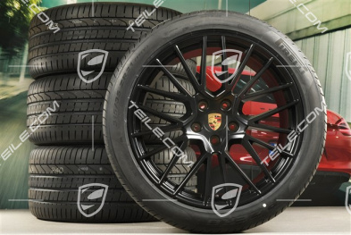 21-inch Cayenne RS Spyder summer wheel set, rims 9,5J x 21 ET46 + 11,0J x 21 ET58 + NEW Pirelli P Zero summer tyres 285/40 R21 + 315/35 R21, with TPMS, black satin matt