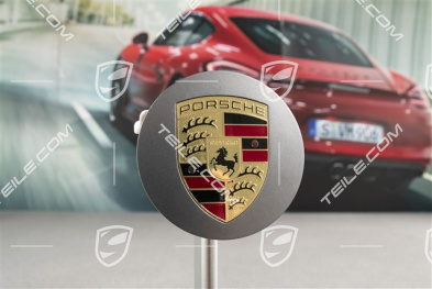 Hub cap, convex, crest coloured, Platinum satin matt