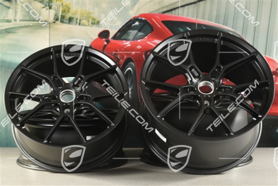 20"+21" 911 Carrera Leichtbauradsatz, Felgen 8,5J x 20 ET50 + 11,5J x 21 ET67, ohne Reifen, Schwarz Seidenmatt