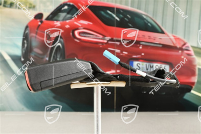 Seat belt buckle, rear, centre, visual and acoustic control of fastening