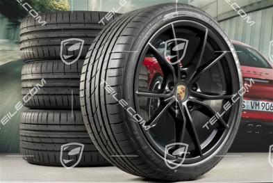 20" Carrera S summer wheels set, rims 8J x 20 ET57 + 10J x 20 ET45, GoodYear summer tires 235/35 ZR20 + 265/35 ZR20, black satin-matt, with TPMS