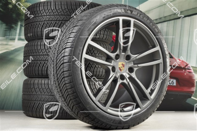 21-inch Cayenne COUPÉ Turbo Design winter wheel set, rims 9,5J x 21 ET46 + 11,0J x 21 ET49 + NEW Michelin winter tyres275/40 R21 + 305/35 R21, with TPMS, platinum satin matt