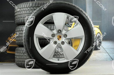 19-inch Cayenne summer wheel set, rims 8,5J x 19 ET47 + 9,5J x 19 ET54 + summer tyres 255/55 R19 + 275/50 R19, with TPMS