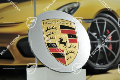 Radzierdeckel, konvex mit farbigem Wappen, GT Silber Metallic, für SportClassic Räder / Sport Edition Räder