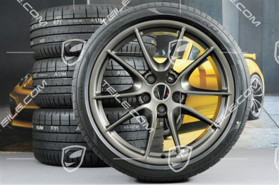 20-inch Carrera S (III) summer wheel set, Platinum (silk gloss), 8J x 20 ET57 + 9,5J x 20 ET45 + summer tyres 235/35 ZR20 + 265/35 ZR20