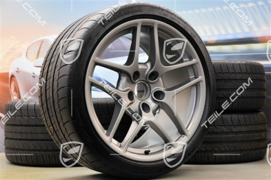 19-inch Carrera S II summer wheel set, wheels 8J x 19 ET57 + 11J x 19 ET51 + NEW Michelin tyres 235/35 ZR19 + 305/30 ZR19, in platin