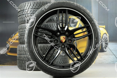 20" Komplet kół zimowych Sport Design, 8,5J x 20 ET51 + 11J x 20 ET70 + NOWE opony zimowe Michelin 245/35 ZR20 + 295/30 ZR20, z czujnikami ciśnienia RDK, czarny wysoki połysk