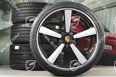 20"+21" koła letnie, komplet Exclusive Design, felgi 8,5J x 20 ET50 + 11,5J x 21 ET67 + opony letnie Goodyear 245/35 R20 + 305/30 R21, z czujnikami ciśnienia, czarny wysoki połysk