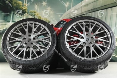 21-inch Panamera Exclusive Design Winter wheel set, wheel rims 9,5J x 21 ET71 + 10,5J x 21 ET71 + NEW Michelin winter tyres 275/35 R21 + 315/30 R21, Platin Silver