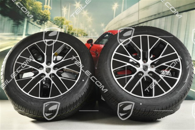20" Macan S Winterräder Satz, Felgen 7,5J x 20 ET32 + 10J x 20 ET49 + NEUE Goodyear Winterreifen 235/55 R20 + 285/45 R20, in Schwarz Hochglanz