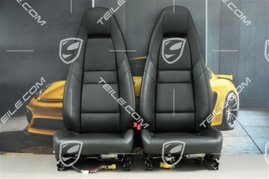 Seats, el. adjustment, leatherette, black, set (L+R)
