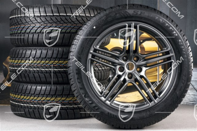 19" "Macan Design" Winterräder Satz, Felgen 8J x 19 ET21 + 9J x 19 ET21 + NEUE Dunlop Winterreifen 235/55 R 19 + 255/50 R 19, mit RDK-Sensoren, Platinum Seidenmatt