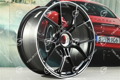 20" GT3 Felge, 9,5J x 20 ET46, Schwarz Seidenmatt + Felgenrand lackiert in Weiß