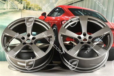 20-inch wheel rim set "Macan Sport", 9J x 20 ET26 + 10J x 20 ET19, platinum satin matt