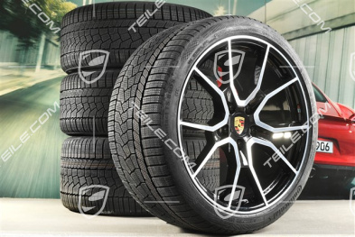 21" koła zimowe RS Spyder Design, komplet, felgi 9,5J x 21 ET60 + 11,5J x 21 ET66 + NOWE opony zimowe Continental WinterContact TS 860 S 265/35 R21 + 305/30 R21, czarny wysoki połysk