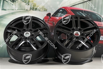 19" Komplet felg Panamera TURBO, 10J x 19 ET61 + 9J x 19 ET60, czarny wysoki połysk