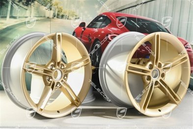 21" Komplet felg Mission E Design, 9,5J x 21 ET60 + 11,5J x 21 ET66, aurum - złoty satynowy półmat