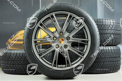 20" Koła zimowe, komplet "Exclusive Design", felgi 9,5 J x 20 ET71 + 10,5 J x 20 ET71 + NOWE opony zimowe Michelin Pilot Alpin 4 275/40 R20 + 315/35 R20, platyna (satyna)