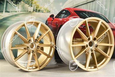 20"+21" wheel rim set Carrera S, 8,5J x 20 ET53 + 11J x 21 ET66, aurum satin matt
