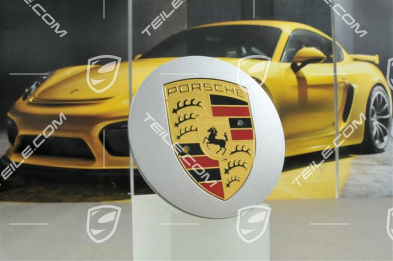 Radzierdeckel, konvex mit farbigem Wappen, GT Silber Metallic, für SportClassic Räder / Sport Edition Räder
