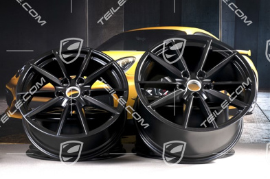 20+21" Felgensatz Carrera S, Felgen: vorne 8,5Jx20 ET53 + hinten 11J x 21 ET66 in Schwarz Seidenmatt