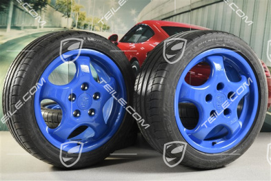 17-inch CUP I wheel set, 7J x 17 ET55 + 9J x 17 ET55 + Michelin summer tyres 225/45 ZR17 + 255/40 ZR17, Maritime Blue 38B