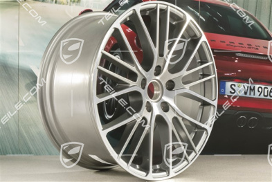 21" Komplet felg Panamera Exclusive Design Sport, 9,5J x 21 ET71 + 10,5J x 21 ET71, platynowo srebrny metalik