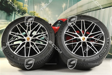 21-inch Cayenne "RS Spyder Design" winter wheel set, rims 9,5J x 21 ET46 + 11,0J x 21 ET49 + Michelin Pilot Alpin 5 SUV winter tyres 285/45 R21 + 305/40 R21, with TPMS, black high gloss with CNC frot
