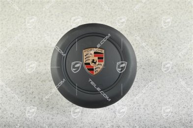 Airbag-Einheit für Lenkrad, Kunstleder Schwarz, Schwarzrand
