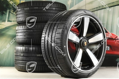 20"+21" Sport Classic Sommerräder Satz, Felgen 9,5J x 20 ET44 + 12J x 21 ET70 + NEUE Pirelli Sommerreifen 255/35 R20 + 315/30 R21, schwarz hochglanz