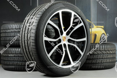 21" koła letnie Cayenne Exclusive Design, komplet, felgi 9,5J x 21 ET46 + 11,0J x 21 ET58 + opony letnie Pirelli P Zero 285/40 R21 + 315/35 R21, z czujnikami ciśnienia, czarne (wysoki połysk)