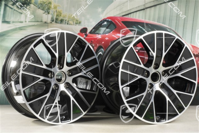 20" komplet felg Turbo Aero, 9J x 20 ET54 + 11J x 20 ET60, czarny wysoki połysk + frezowana powierzchnia