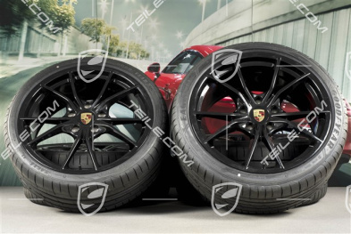 20" Carrera S IV summer wheel set, rims 8J x 20 ET57 + 10J x 20 ET45, GoodYear summer tires 235/35 ZR20 + 265/35 ZR20, black high gloss, with TPMS