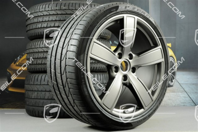 20-inch Carrera Sport summer wheels set, rims 8,5J x 20 ET49 + 11,5J x 20 ET76 + summer tyres 245/35 R20 + 305/30 R20, platinum satin-mat