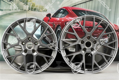 20+21-inch wheel rim set RS Spyder, rims: front 8,5J x 20 ET53 + rear 11,J x 21 ET67, platinum satin matt
