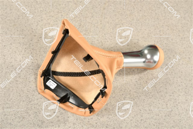 Gałka zmiany biegów, beżowa, Skóra / aluminium, 6 biegów manual