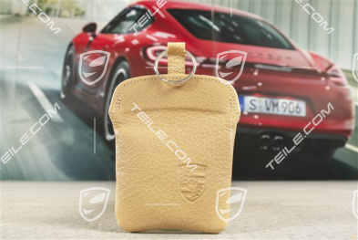 Key Case / Key pouch, leather, Cashmere Beige, Porsche 911 70's to 90's