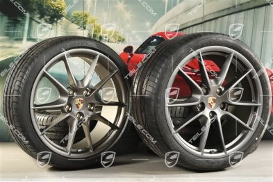 20-inch Carrera S (III) summer wheel set, rims 8,5J x 20 ET51 + 11J x 20 ET70 + NEW Pirelli summer tyres 245/35 ZR20 + 295/30 ZR20, Platinium satin matt, with TPMS