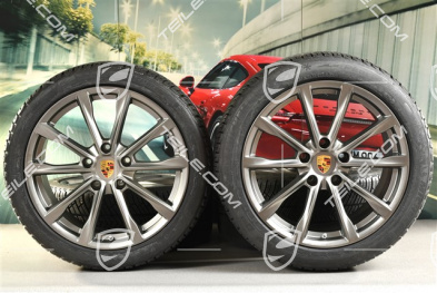 19" Boxster S koła zimowe komplet, felgi 8J x 19 ET57 + 10J x 19 ET45, opony zimowe Michelin Pilot Alpin 4: 235/40 R19 + 265/40 R19, Platinum satynowy mat