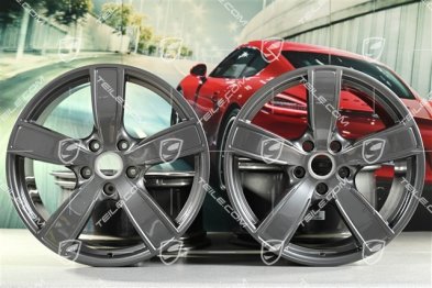 20" Komplet felg Carrera Sport, 8,5J x 20 ET57 + 10,5J x 20 ET51, Boxster T / Cayman T, titanium