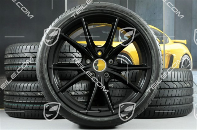 20-inch summer wheels set Carrera S IV, rims 8,5 J x 20 ET49 + 11,5 J x 20 ET56 + Pirelli summer tyres 245/35 ZR20 + 305/30 ZR20, with TPMS, Black satin matt