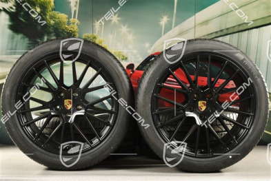 21-inch Cayenne RS Spyder summer wheel set, rims 9,5J x 21 ET46 + 11,0J x 21 ET58 + NEW Pirelli P Zero summer tyres 285/40 R21 + 315/35 R21, with TPMS, black satin matt