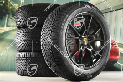 20" Cayenne S Winterräder Satz, Felgen 9J x 20 ET50 + 10,5J x 20 ET64 + NEUE Pirelli Winterreifen 255/55 R20 + 295/45 R20, mit RDK-Sensoren, Schwarz Seidenmatt