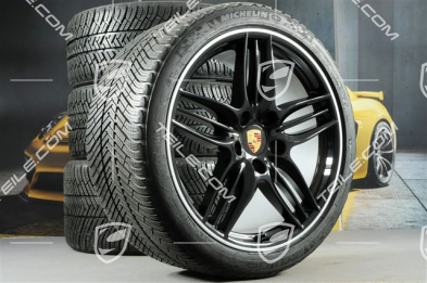 20" Komplet kół zimowych Sport Design, 8,5J x 20 ET51 + 11J x 20 ET70 + NOWE opony zimowe Michelin 245/35 ZR20 + 295/30 ZR20, z czujnikami ciśnienia RDK, czarny wysoki połysk