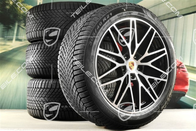 21" koła zimowe RS Spyder Design, komplet, felgi 9,5J x 21 ET46 + 11,0J x 21 ET58 + opony zimowe Pirelli 285/45 R21 + 305/40 R21, z czujnikami ciśnienia, czarny wysoki połysk