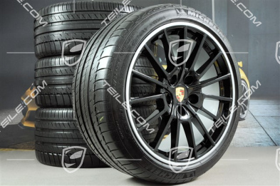 20" Komplet kół letnich Panamera Sport, felgi 9,5J x 20 ET 65 + 11,5 J x 20 ET 63, opony letnie 255/40 ZR20 + 295/35 ZR20, czarne, z czujnikami RDK